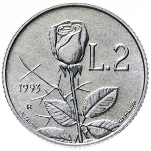 Реверс монеты Сан-Марино, 2 лиры, 1993