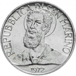 Аверс монеты Сан-Марино, 5 лир, 1972