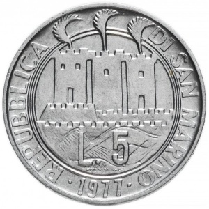 Аверс монеты Сан-Марино, 5 лир, 1977, Экология