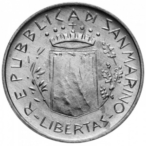 Аверс монеты Сан-Марино, 5 лир, 1981, Мир