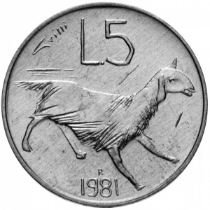 Реверс монеты Сан-Марино, 5 лир, 1981, Мир