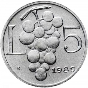 Реверс монеты Сан-Марино, 5 лир, 1989, Шестнадцать веков истории