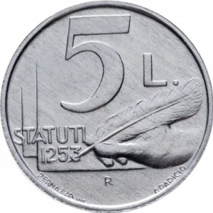 Реверс монеты Сан-Марино, 5 лир, 1991