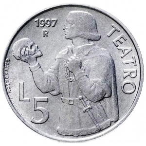 Реверс монеты Сан-Марино, 5 лир, 1997