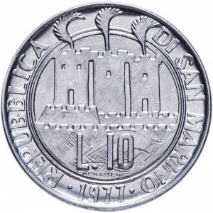 Аверс монеты Сан-Марино, 10 лир, 1977, Экология