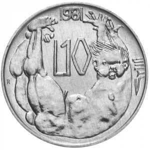 Реверс монеты Сан-Марино, 10 лир, 1981, Мир