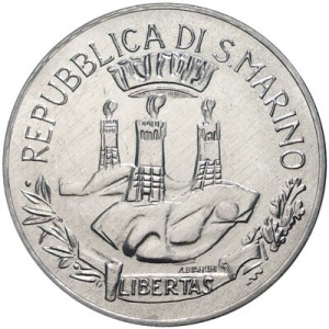 Аверс монеты Сан-Марино, 10 лир, 1982, Социальные достижения