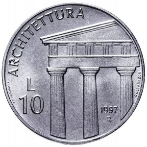 Реверс монеты Сан-Марино, 10 лир, 1997