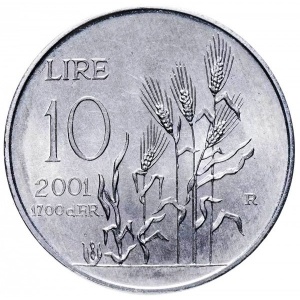 Реверс монеты Сан-Марино, 10 лир, 2001