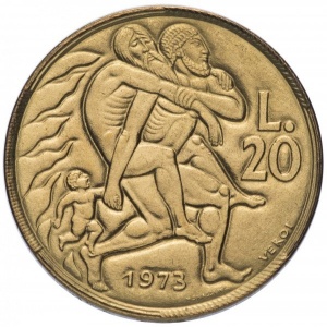Реверс монеты Сан-Марино, 20 лир, 1973