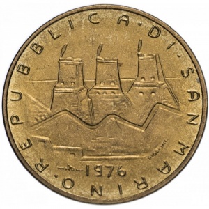 Аверс монеты Сан-Марино, 20 лир, 1976, Республика