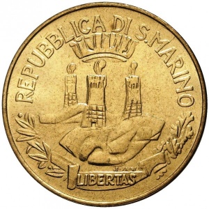 Аверс монеты Сан-Марино, 20 лир, 1982, Социальные достижения