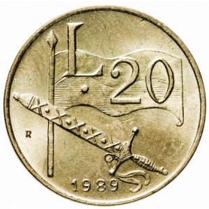 Реверс монеты Сан-Марино, 20 лир, 1989, Шестнадцать веков истории