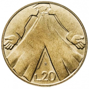 Реверс монеты Сан-Марино, 20 лир, 1990, Шестнадцать веков истории