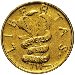 Аверс монеты Сан-Марино, 20 лир, 1995