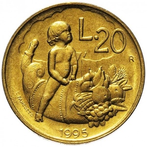 Реверс монеты Сан-Марино, 20 лир, 1995