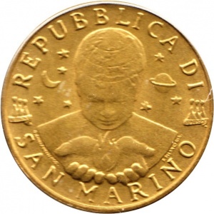 Аверс монеты Сан-Марино, 20 лир, 1996
