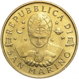Аверс монеты Сан-Марино, 20 лир, 1999