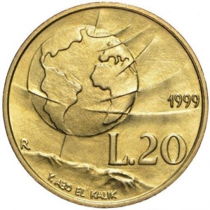 Реверс монеты Сан-Марино, 20 лир, 1999