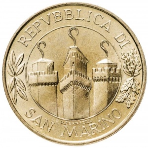 Аверс монеты Сан-Марино, 20 лир, 2001