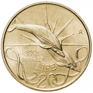 Реверс монеты Сан-Марино, 20 лир, 2001