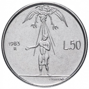 Реверс монеты Сан-Марино, 50 лир, 1983, Ядерная угроза