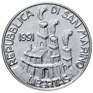 Аверс монеты Сан-Марино, 50 лир, 1991