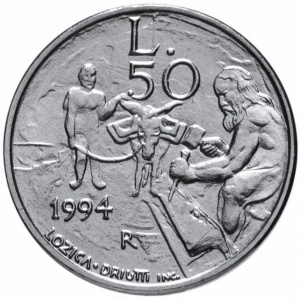 Реверс монеты Сан-Марино, 50 лир, 1994