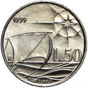 Реверс монеты Сан-Марино, 50 лир, 1999