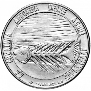 Реверс монеты Сан-Марино, 100 лир, 1977, Экология /стилизованая рыба на реверсе/