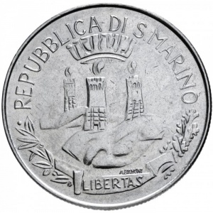 Аверс монеты Сан-Марино, 100 лир, 1982, Социальные достижения