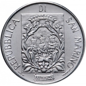 Аверс монеты Сан-Марино, 100 лир, 1988, Укрепления Сан-Марино