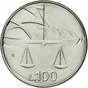 Реверс монеты Сан-Марино, 100 лир, 1990, Шестнадцать веков истории
