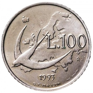 Реверс монеты Сан-Марино, 100 лир, 1993