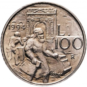 Реверс монеты Сан-Марино, 100 лир, 1994