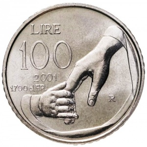 Реверс монеты Сан-Марино, 100 лир, 2001