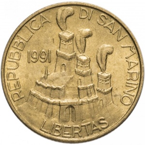 Аверс монеты Сан-Марино, 200 лир, 1991
