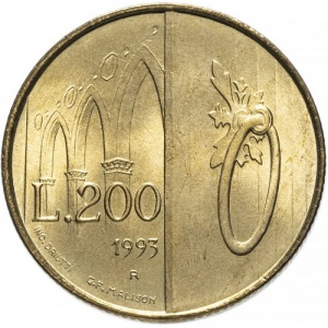 Реверс монеты Сан-Марино, 200 лир, 1993