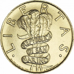 Аверс монеты Сан-Марино, 200 лир, 1995