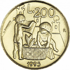 Реверс монеты Сан-Марино, 200 лир, 1995
