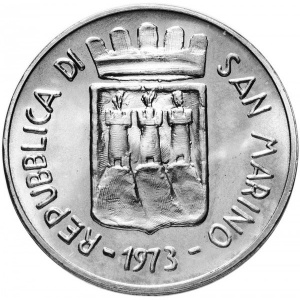 Аверс монеты Сан-Марино, 500 лир, 1973