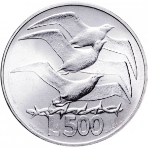 Реверс монеты Сан-Марино, 500 лир, 1975, Любовь у животных