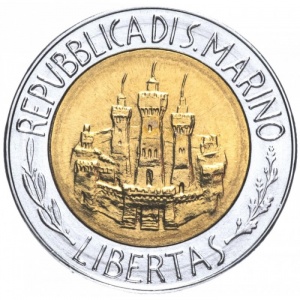 Аверс монеты Сан-Марино, 500 лир, 1984, Учёные