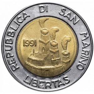 Аверс монеты Сан-Марино, 500 лир, 1991