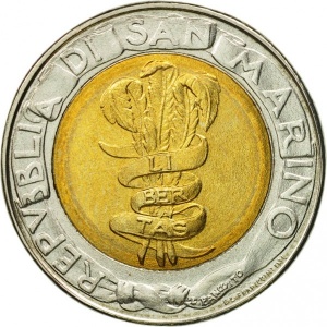 Аверс монеты Сан-Марино, 500 лир, 1995