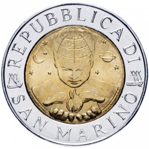 Аверс монеты Сан-Марино, 500 лир, 1999