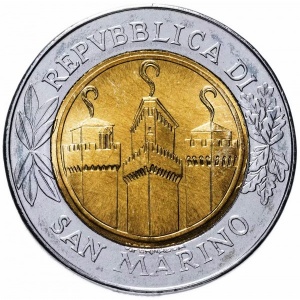 Аверс монеты Сан-Марино, 500 лир, 2001