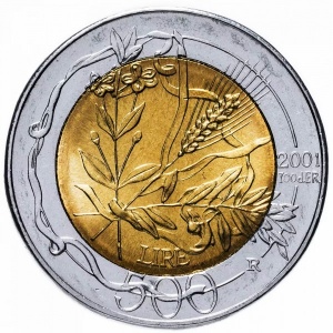 Реверс монеты Сан-Марино, 500 лир, 2001