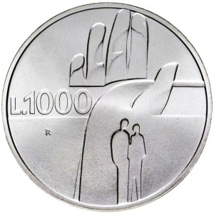 Реверс монеты Сан-Марино, 1000 лир, 1990, Шестнадцать веков истории