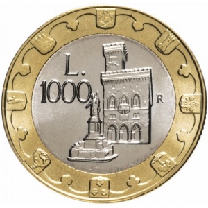 Реверс монеты Сан-Марино, 1000 лир, 1997